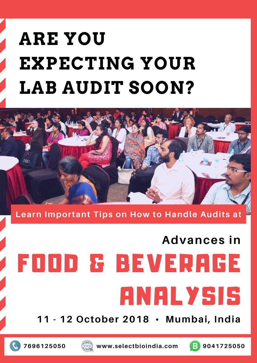 glostemworld's tweet photo. Are you Expecting your Lab Audit soon? #FBAI18 #FoodAnalysis18 #Analysis #Quality #Conference #Mumbai #Food_Industry #Analytical_Techniques For details, visit: https://t.co/j4zX1MCTFd https://t.co/bFh5hBfXHR