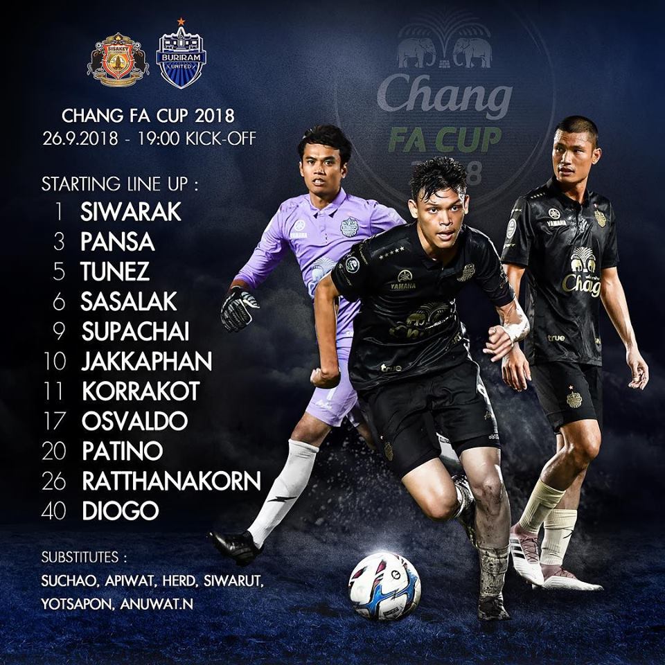 BRUTDunofficial's tweet photo. ⚡️HERE WE COME #ChangFACup2018

MATCH DAY 09/26/2018
#SisaketFC VS #BuriramUTD
⏰07.00 PM
📺True4U (24), TrueSport HD3 (668)

อย่าลืมเชียร์และเป็นกำลังใจให้ #บุรีรัมย์ยูไนเต็ด กันนะ
Cr. pic: FB #BuriramUnited
#ฟุตบอลไทย #บอลไทย #Thailand #ChangFACup #BRUTD #FACUP2018 #GU12 https://t.co/iM6IxZIILK