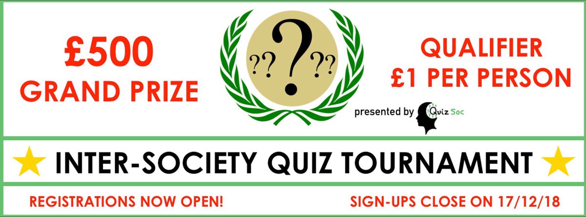 SotonQuizSoc's tweet photo. Did you know that if you’re part of a @Union_Soton society, you can still get involved with QuizSoc? We run a quiz competition where you could win £500 for your society!

Find out more or sign up at https://t.co/bTPczjiWj6! 🤩 https://t.co/Nim0mEx6nD