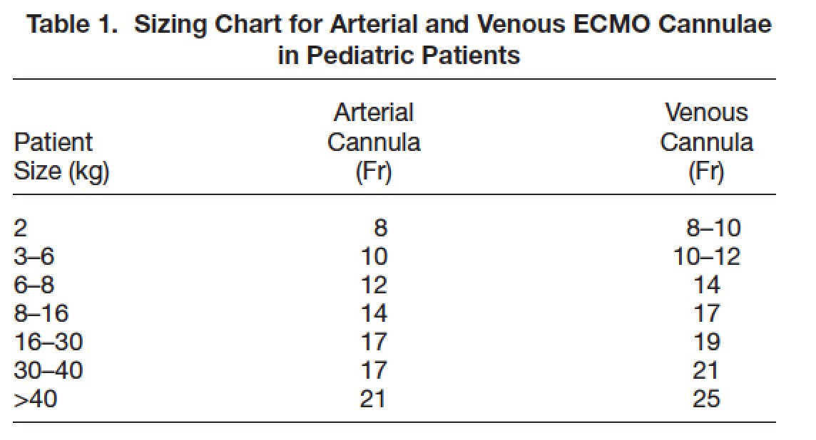 Cannula Size Chart