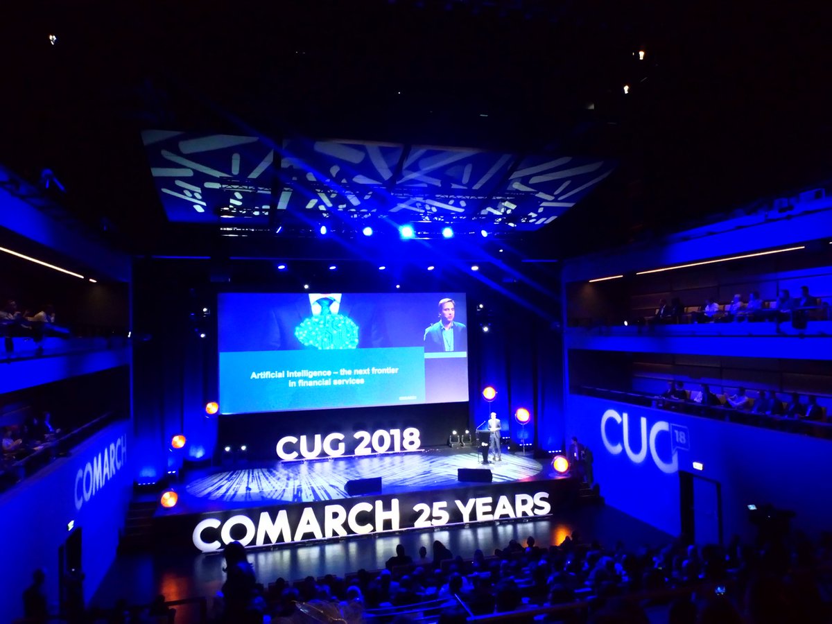 Comarch_Finance's tweet photo. Our man on #CUG18 stage! Tomasz Czech - Consulting Director at Comarch Finance shares his thoughts on #ArtificialIntelligence and #DeepLearning in financial services. https://t.co/rk51kTM78Z