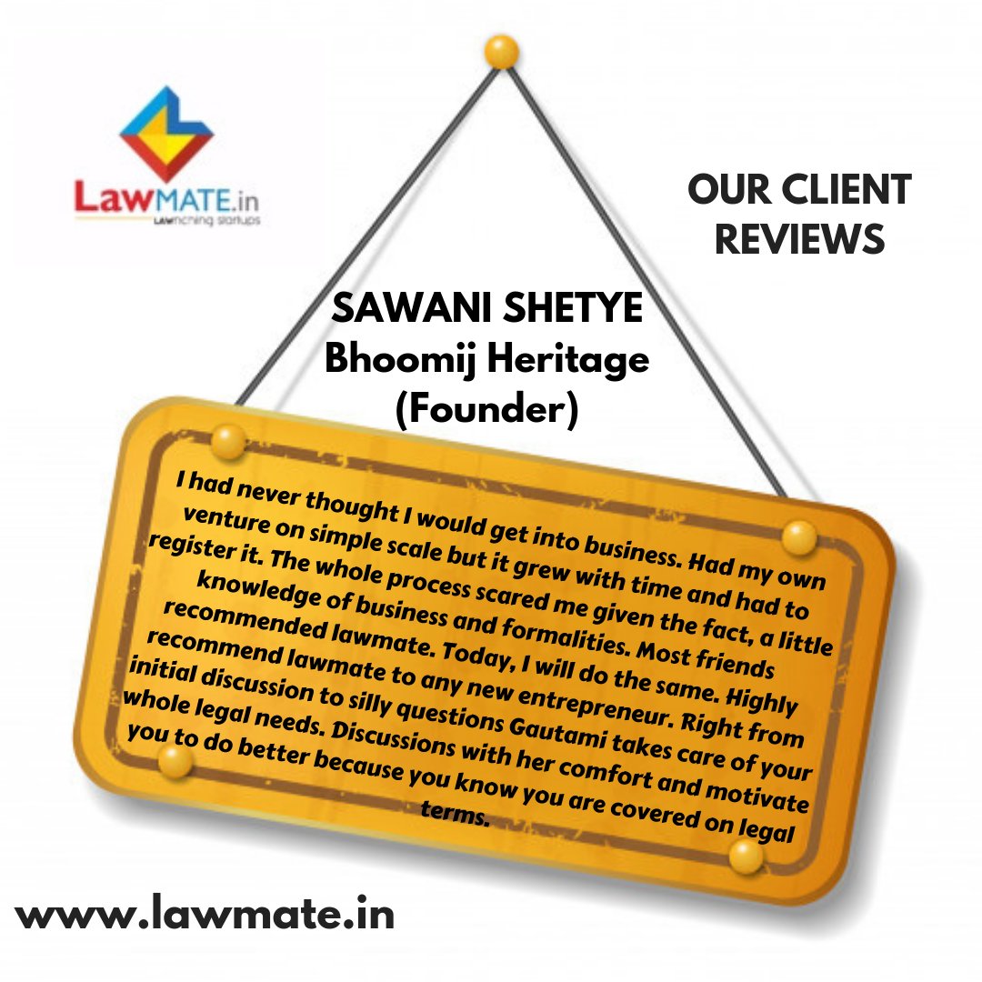Your kind words motivate us and make us work with more passion
Thank you every one for the amazing feedback.
Visit us at lawmate.in
#customersreview #happycustomers #customers #startupindia #digitalindia #makeinindia #newregistrations #lawmate #legal #thelegalcapsule