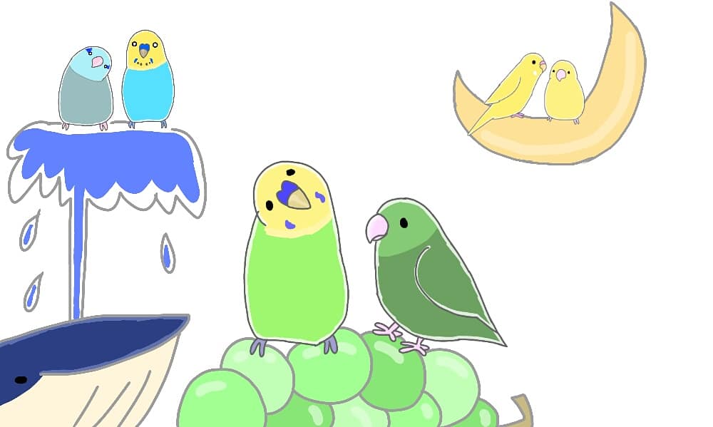 ドラコ 青いものって何があるかな イラスト イラスト好きな人と繋がりたい セキセイインコ マメルリハ