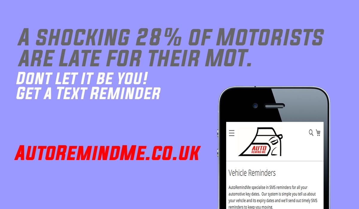 AutoRemindMe_uk's tweet photo. A shocking 28% of Motorists are late for their #MOT, #DVSA figures have revealed.  Dont be a statisitc, dont get a fine, get a reminder from https://t.co/Vc5tMwzasK
#DONTFORGET #fines #motoring https://t.co/EfVYTvRNrX