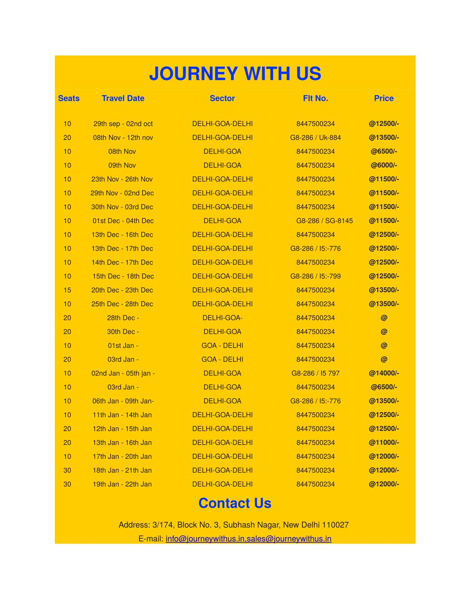Goa Fixed Departure