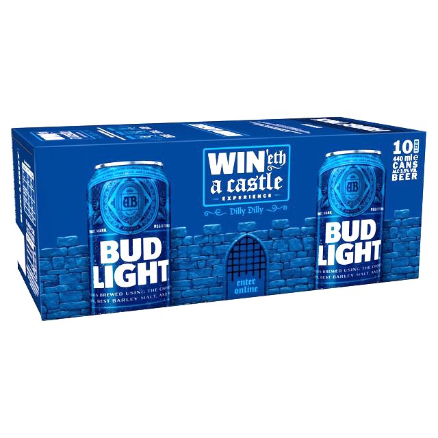 MylesTalbot's tweet photo. BUD LIGHT - WIN'eth a Castle experience! We just spotted a recent illustration created for BUD LIGHT packaging, to win a 7 day castle experience for you and your mates! The blue wall and castle gate was created for use on a series of BUD LIGHT promo material. https://t.co/KQ8XMe7E8B