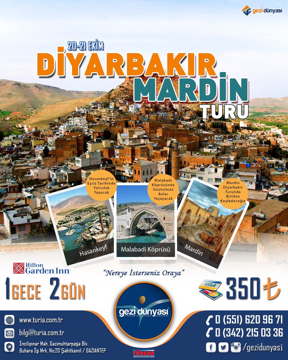 Mardin&amp;Diyarbakır Turu
İletişim: 📞0(551)6209671 #gezidünyası #seyahat #acentesi #gaziantep #gezi #dünyası #turia #turizm #gaziantepgezi #acente #gaziantepçıkışlı #gazianteptur #tur #travel #trip #tour #turiaturizm #gezidunyasi #antep #gaziantep