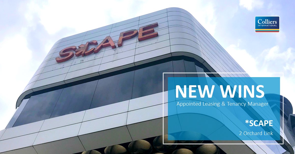 Colliers International is delighted to the appointed leasing &amp; tenancy manager for *SCAPE <a href="/SCAPEsg/">*SCAPE</a>, a #lifestyle entertainment venue in the heart of Orchard Road. For #leasing enquiries, reach out to us at ow.ly/xefe30lXAMd
