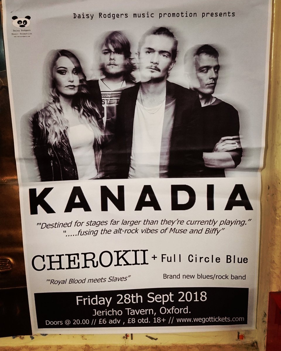 DaisyRodgers's tweet photo. Our 9th birthday 🎂 gig is this Friday at the legendary @Jericho_Tavern. Gonna be ace. Three great bands for just £6 adv from @WeGotTickets. @KanadiaMusic @wearecherokii #fullcircleblue #oxford #NewMusic #muse #biffyclyro #rock #royalblood #slaves #weare9 https://t.co/X2wD71DoBM