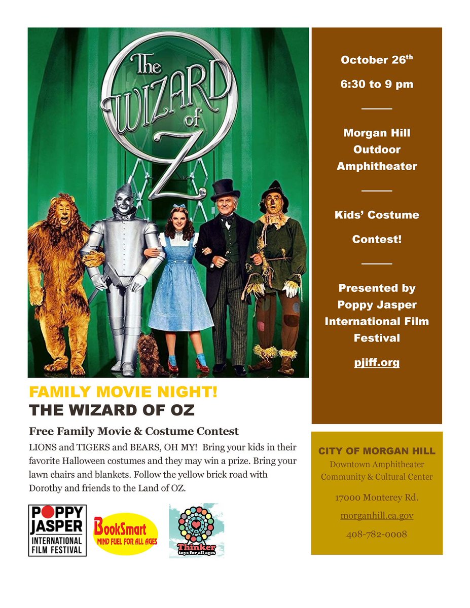Come Join us for Family Movie night! Held at the Morgan Hill outdoor Amphitheatre. Special thanks to our new sponsors @myBooksmart and <a href="/ThinkerToysCA/">Thinker Toys</a>  #PJIFF #PJIFF2019 #filmfestival #movienight #freemovie