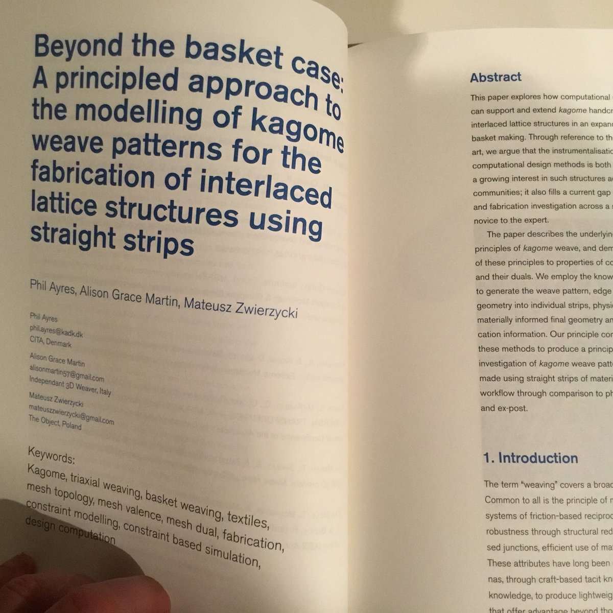 alisonmartin (@alisonmartin57) on Twitter photo in the literature with <a href="/philayres_/">Phil Ayres</a> <a href="/z_mateusz/">Mateusz Zwierzycki</a> - couldn’t be more pleased! Blown away by great feedback ...... #basketweaving Rules! Thanks so much <a href="/AAG2018Chalmers/">Advances in Architectural Geometry 2018</a> in the literature with <a href="/philayres_/">Phil Ayres</a> <a href="/z_mateusz/">Mateusz Zwierzycki</a> - couldn’t be more pleased! Blown away by great feedback ...... #basketweaving Rules! Thanks so much <a href="/AAG2018Chalmers/">Advances in Architectural Geometry 2018</a>