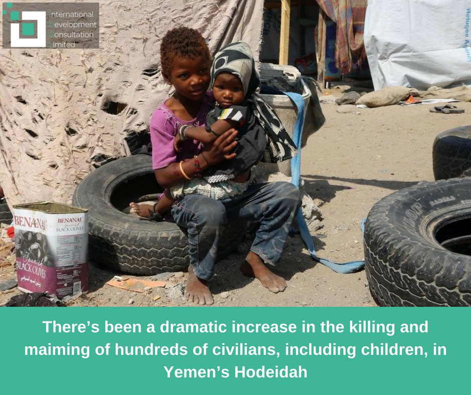IDCL_Global's tweet photo. #Hodeidah accounted for 51 per cent of all civilian casualties in #Yemen between June and August this year. During that three-month period there were at least 349 civilian deaths, with a national total of 685 civilians killed.
https://t.co/u2QZOy90Rm
#YemenCantWait
#Yemengenocide https://t.co/9JGAOmbVKo