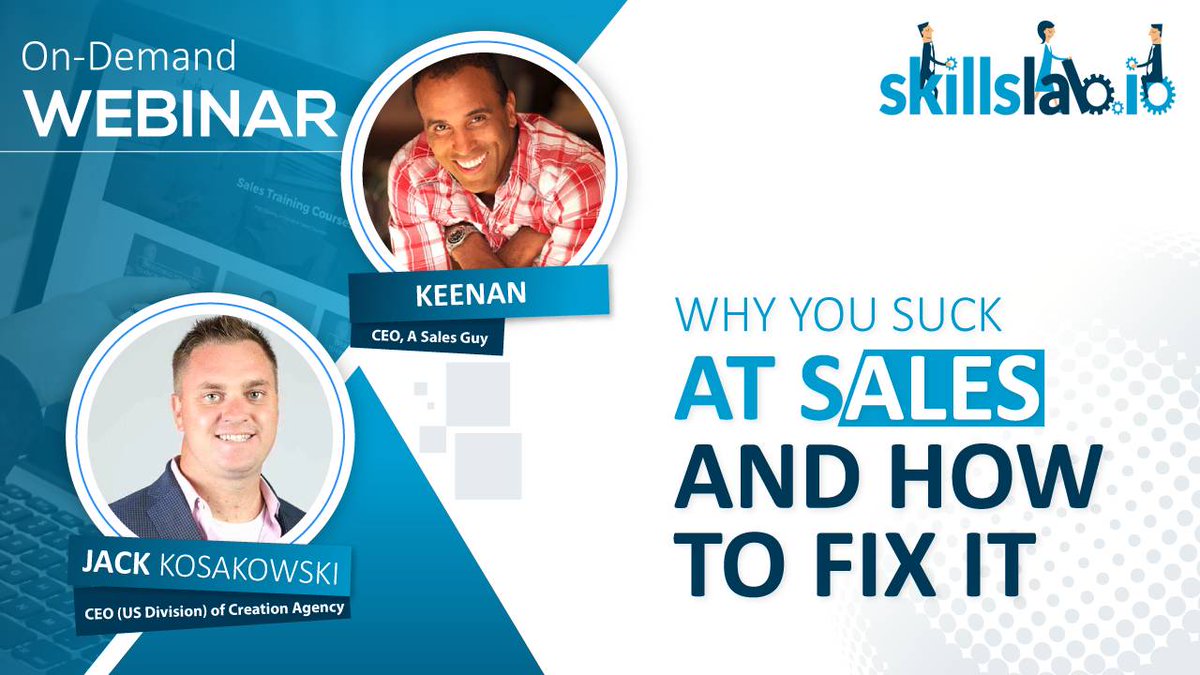 cleodotxyz's tweet photo. [FREE Training] Why You Suck At #Sales and How To Fix It https://t.co/STPZhkT8sa with @JackKosakowski and @keenan

#SalesTraining #SalesTips https://t.co/jCwlRKSTYH