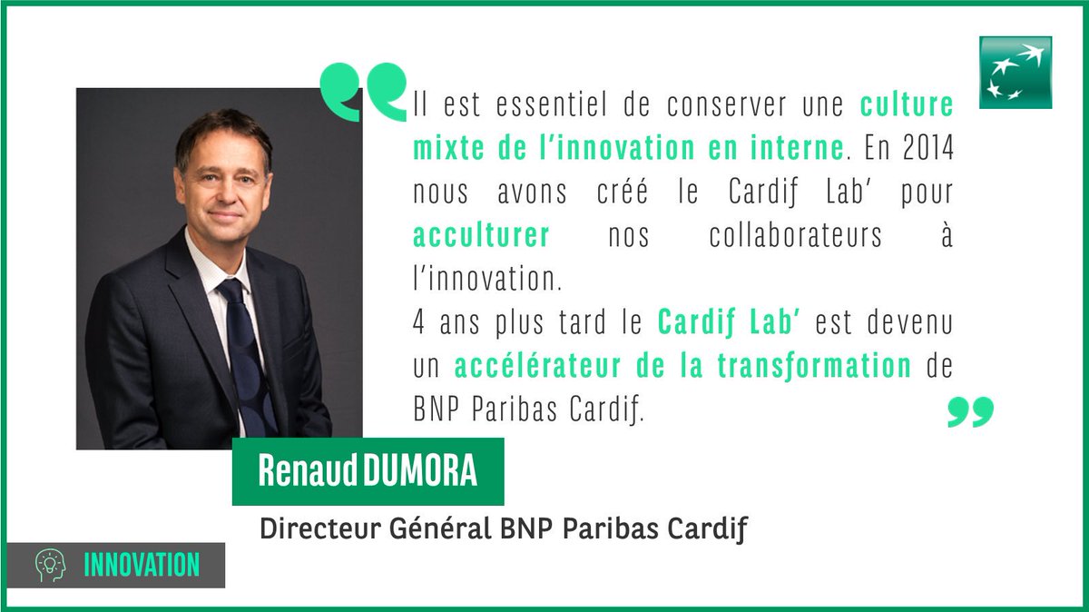 📢[<a href="/EvenementsARGUS/">L’Argus de l’assurance Events</a>] #ArgusStartup <a href="/RenaudDumora/">Renaud Dumora</a> souligne l'importance de la culture de l'#innovation au sein même de l'entreprise et de sa diffusion auprès de tous les #collaborateurs. Cc <a href="/CardifLab/">The Cardif Lab'</a> #transformation #acculturation