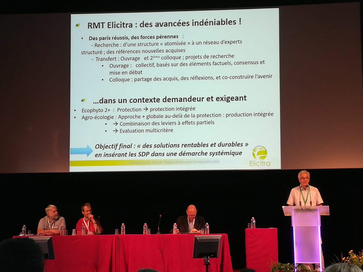 ELICITRACTU's tweet photo. Lancement de la journée de restitution du RMT Elicitra dans le cadre du congrès '' Natural products &amp; Biocontrol'' ! Une journée dédiée aux stimulateurs des défenses des plantes et aux avancées scientifiques les concernant ! Programme de cette journée : https://t.co/L3iZPhVh8M https://t.co/JZQHrBqcwn