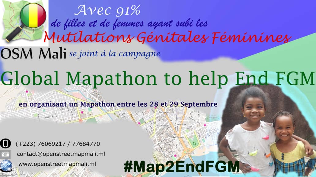 A l'instar des Communautés #OSM du monde, <a href="/OSM_Mali/">OpenStreetMap Mali🇲🇱</a> <a href="/youthmappersfhg/">Youthmappers_FHG</a> &amp; la Cellule #OSM_Mali de #Koutiala se joindrons à la Campagne Globale #Map2EndFGM en organisant un Mapathon ce 28 &amp; le 30 Septembre  à Bamako &amp; #Koutiala sur bit.ly/2xTjIo0
<a href="/jachapman82/">Janet Chapman</a> <a href="/Crowd2Map/">Crowd2Map Tanzania</a>