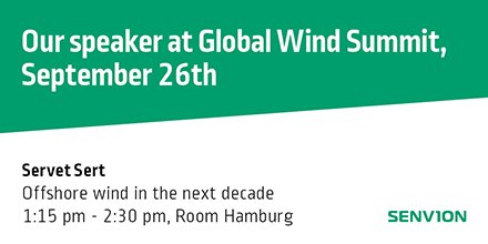 Senvion_com's tweet photo. Good morning Hamburg, this Wednesday has some interesting things to offer. Talk of town: Offshore wind in the next decade with our Servet Sert (CTO) at 1:15 pm in room Hamburg @WindEnergyHH #WindEnergyHH #WindEnergyHamburg #wemakewindperform https://t.co/iBsxXchWkW