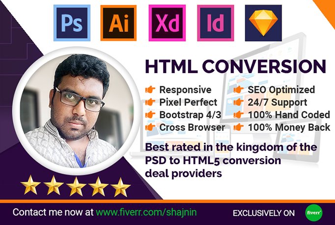 maaminsobuj's tweet image. Get a Perfect, High Fidelity Conversion of a PSD to HTML5 with responsive for your Business & personal uses & needs. goo.gl/SqRrKd
#psd_to_html #psd_to_wordpress #HTML5 #CSS3 #BOOTSTRAP4 #jQuery #React #WordPress #mail_chimp #LandingPage