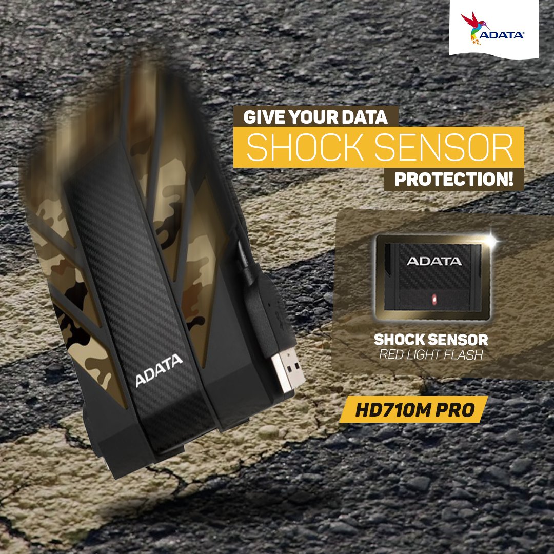 ADATATechnology's tweet photo. Afraid of bad sectors, blocks or accidental falls ruining all your precious data? The #ADATA #HD710M Pro's shock-sensor technology ensures that you don’t have to guard your external hard disk with your life anymore.
#Data #Storage #IP68 #dustproof #waterproof #Technology https://t.co/MPeDrEeQTu
