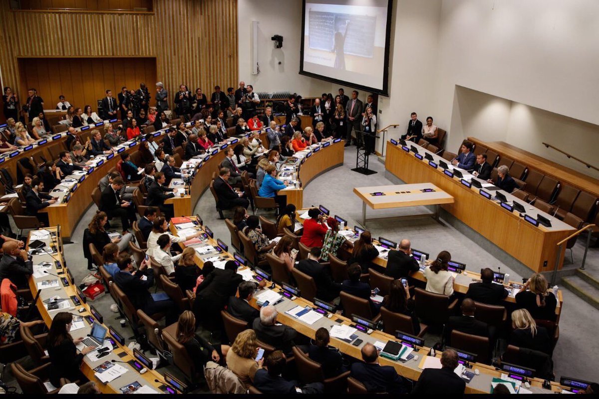 Bonang's tweet photo. ...today’s panel discussion with special guests ,Prime Minister of the UK -Theresa May, President of France - Emmanuel Macron &amp; Prime Minister of Canada- Justin Trudeau. #LeaveNoGirlBehind #UNGA @GlblCtzn @Hughcevans @patricklanglois https://t.co/Wxro7PkmcZ