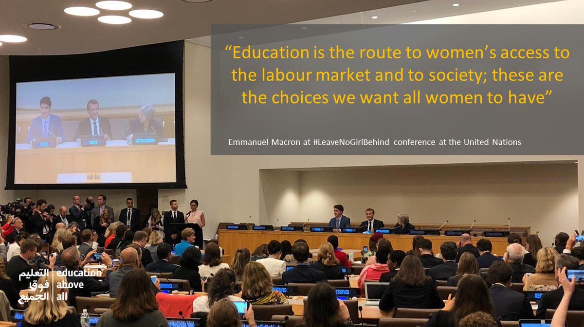 Bonang's tweet photo. ...today’s panel discussion with special guests ,Prime Minister of the UK -Theresa May, President of France - Emmanuel Macron &amp; Prime Minister of Canada- Justin Trudeau. #LeaveNoGirlBehind #UNGA @GlblCtzn @Hughcevans @patricklanglois https://t.co/Wxro7PkmcZ