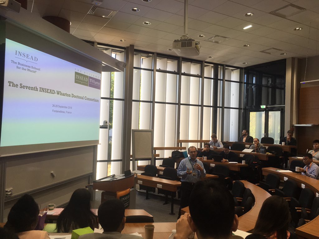 ekinilseven's tweet photo. The 7th INSEAD-Wharton Doctoral Consortium began with the opening speech of INSEAD's PhD Academic Director Javier Gimeno! Looking forward to the next three exciting days! #iwdc2018 #inseadphd #wharton #insead https://t.co/ivfmEomBcA