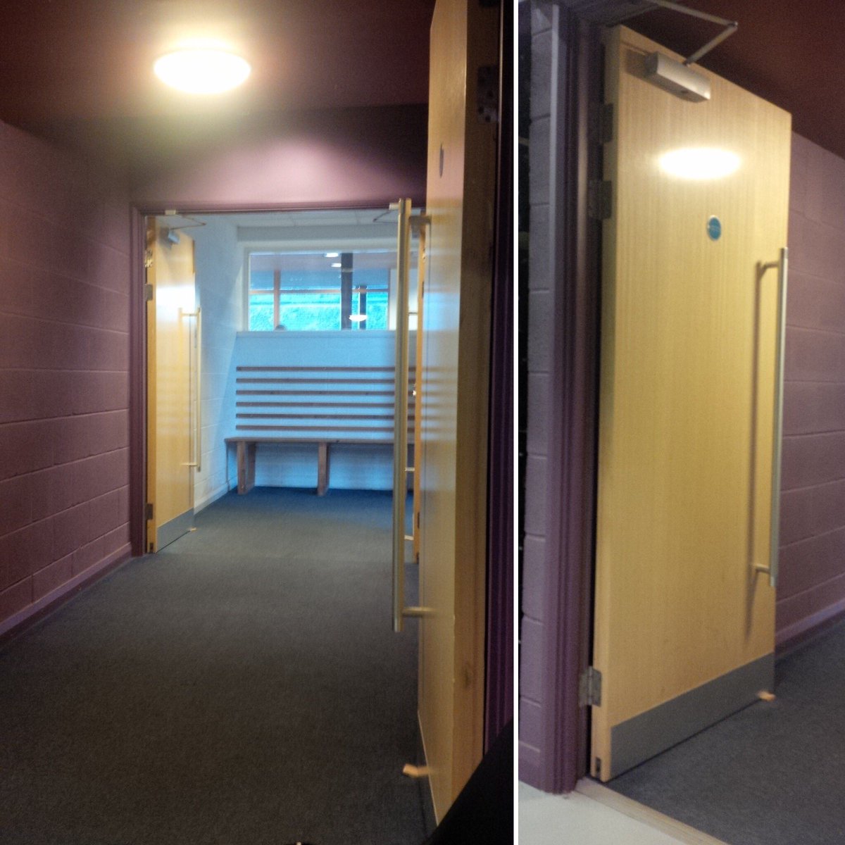 MariaNDPowell's tweet photo. Day 3 of #FireDoorSafetyWeek & a plea to schools, @AUDE_news @RussellGroup all Universities & Colleges ... Don’t allow your critical #lifesafety devices - your #firedoors to be propped or wedged open. This puts many lives at risk in the event of a #fire. #ClickItKickIt https://t.co/gf7mt6icc3