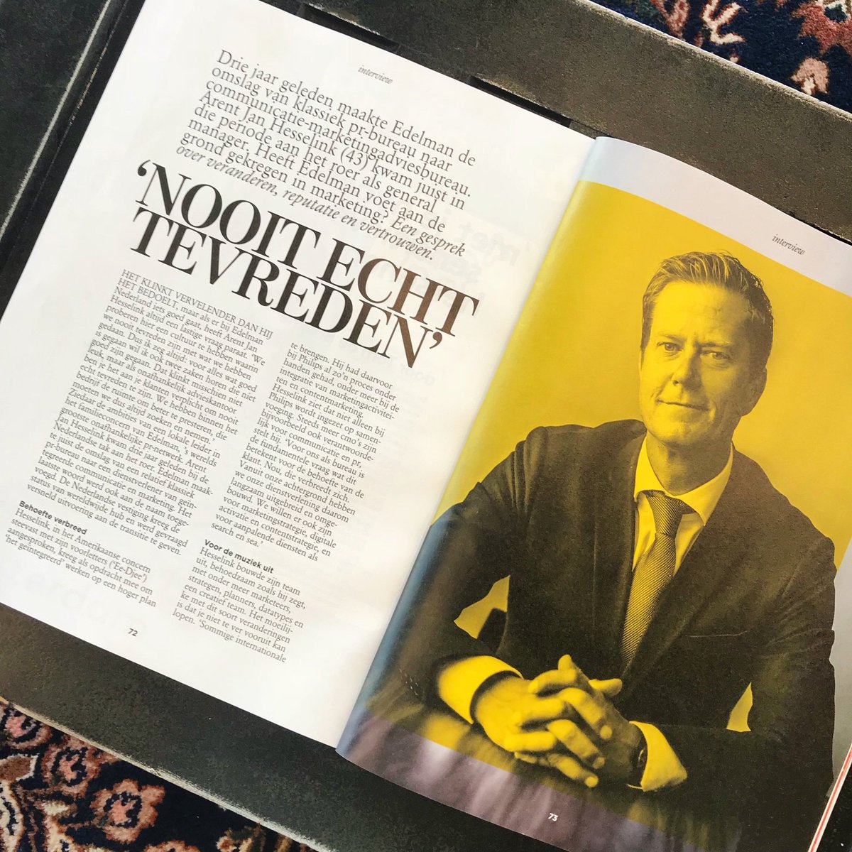 Edelman_NL's tweet photo. Our general manager, Arent Jan Hesselink, in the September issue of @adformatie ✨ #EdelmanNL #ActWithCertainty https://t.co/xLwkIIwJGS