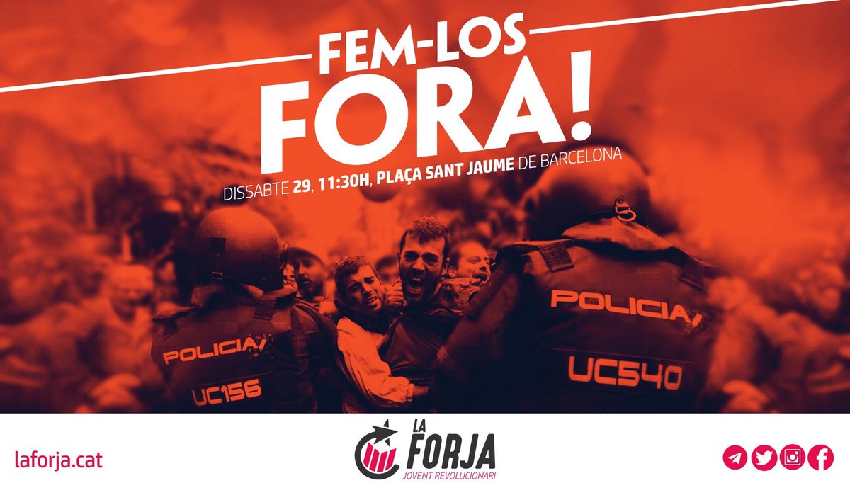 Aquest dissabte 29 al matí no hi pot faltar ningú‼️
#29SeptBarcelona #29OmplimStJaume 
#NoPassaran