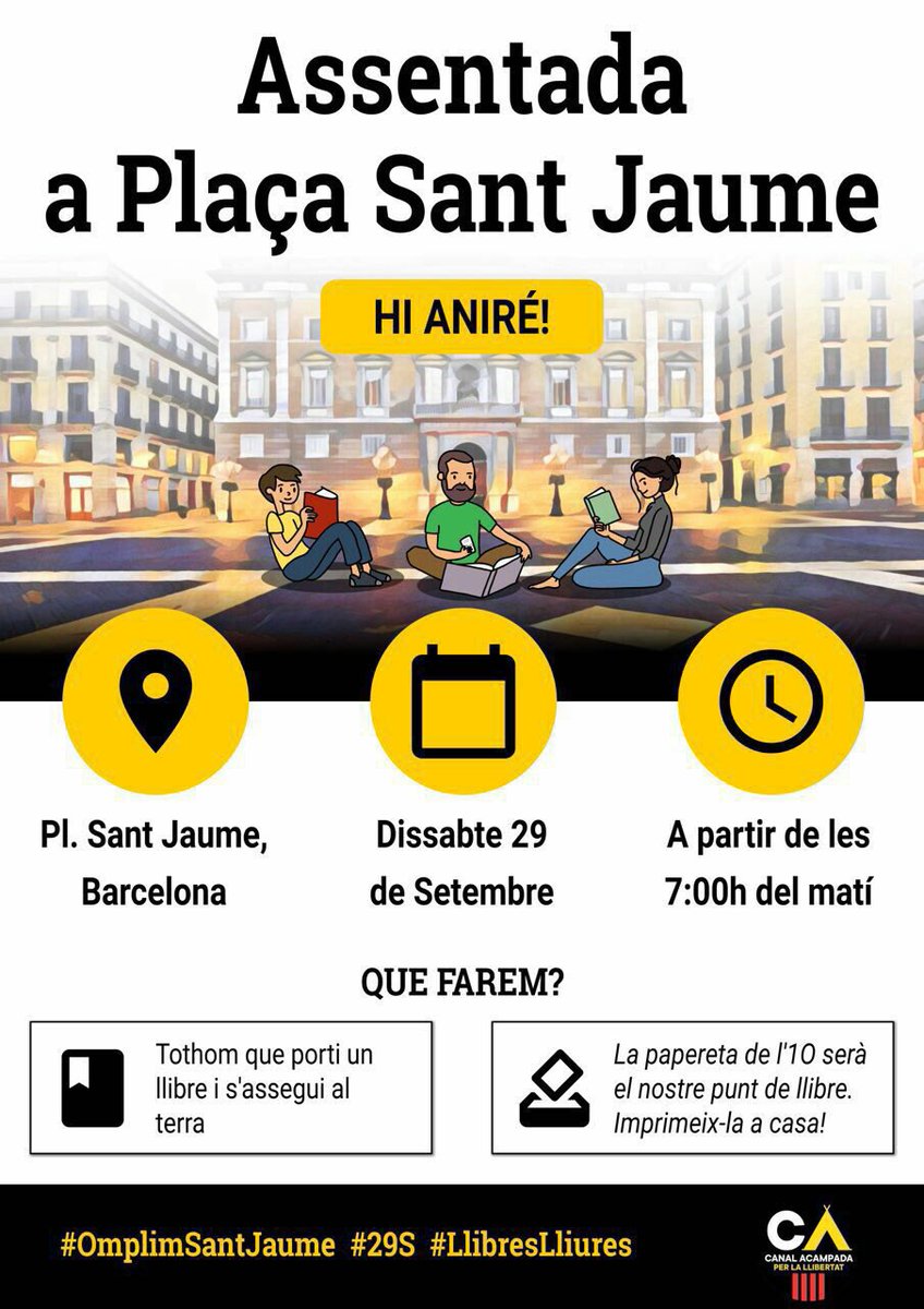 CDR_Sant_Andreu's tweet photo. Aquest dissabte 29 al matí no hi pot faltar ningú‼️
#29SeptBarcelona #29OmplimStJaume 
#NoPassaran https://t.co/g6bnpTrOQ1