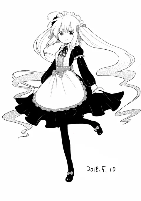 フォロワーさんが増えましたので5月に描いたものを微修正して再掲('ω')ノ メイドの日企画のメイド服幽霊ちゃん/番外編「よなかのがーるず①」 
