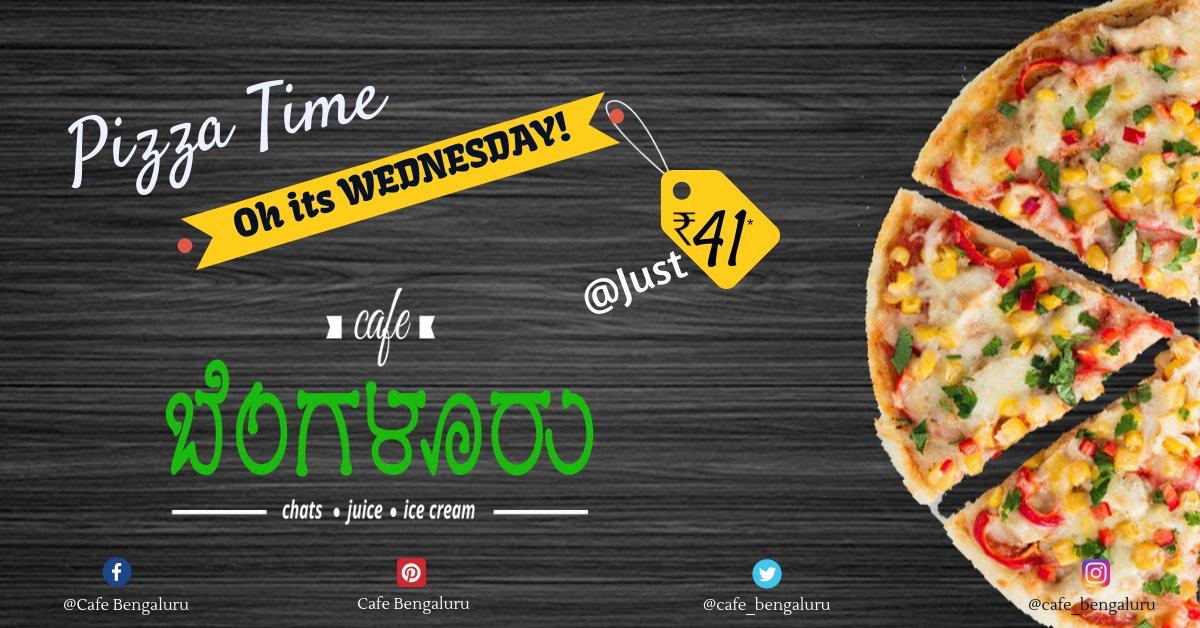 Order #delicious #pizza at your doorsteps just @ 41/-. Hurry!! Order now on #zomato, offer valid only today till 5 pm. Follow 
the link below to order now: bit.ly/2xR16oV  #wednesdaywisdom #cornpizza  #home #delivery #friends #colleagues 
#family #cafebengaluru