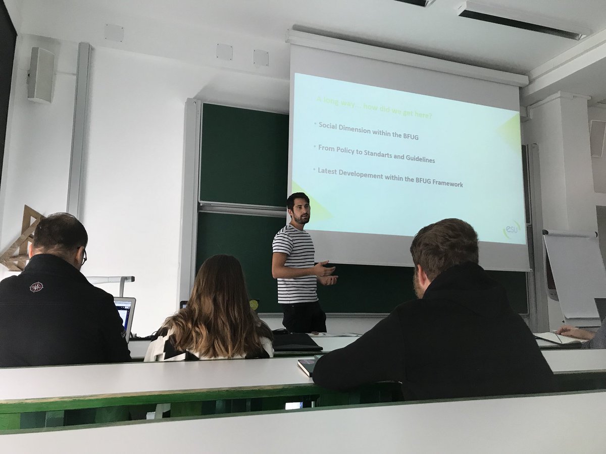 USI_Education's tweet photo. Last day at #ESC36 starting with discussion on pushing forward with hard won progress on the social dimension of the Bologna Process. Ireland has done much to implement our National Access Plan to make HE inclusive, but how can we protect this in a funding and housing crisis? https://t.co/OTRjeyYqW6