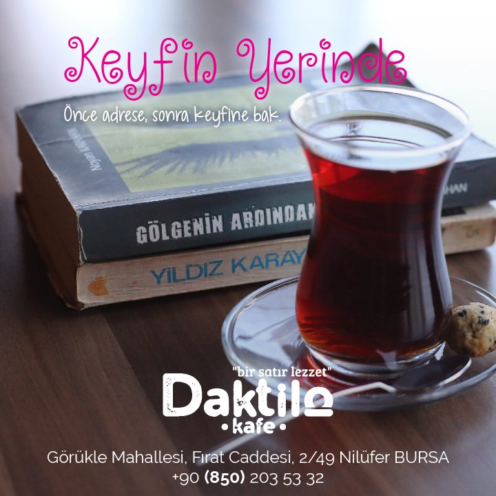 CafeDaktilo's tweet photo. Daktilo Kafe

İletişim:
0 (850) 203 53 32

Adres:
Görükle Caddesi, Fırat Caddesi, 2/49
Nilüfer, BURSA

#daktilo #daktilocafe #daktilokafe #goruklecafe #goruklecay #pastakahvebursa #bursa #bursacafe #universitekafe https://t.co/CEq3Fm6XtU