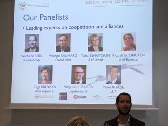 pchiambaretto's tweet photo. Very happy to organize the @Strategic_Mgmt extension in Montpellier with @AnneS_Fernandez and F. Le Roy! We have amazing panelists today such as @PaavoRitala @Wojciec86687476 M Bengtsson, O. Bruyaka, S. Albers, R. Bouncken and P Baumard ! @Montpellier_BS @MtpManagement #SMS2018 https://t.co/TZBooGH2WK