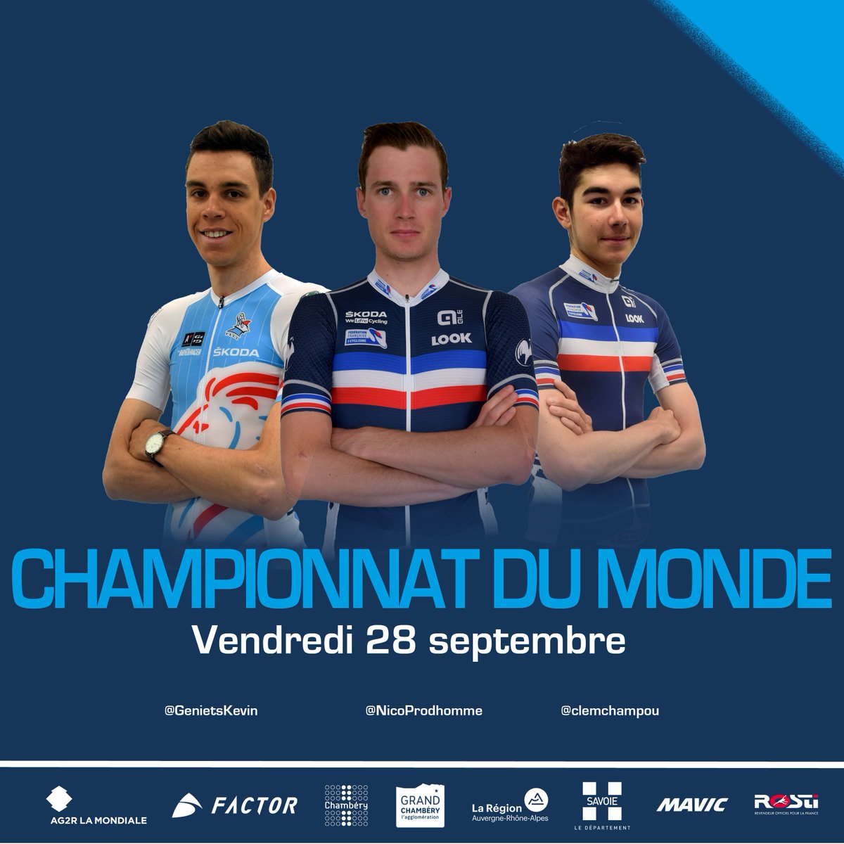 ChamberyCF's tweet photo. 👥 Composition | Vendredi c'est jour de championnat du Monde ! 🌈
Avec également notre ancien pensionnaire, @AurelienParetP !
🇦🇹️ #RoadWorld #Innsbruck2018 (U23)
📆 Vendredi 28 septembre
🚴🏼 179,9km
🚩 12h20
🏁 17h15
#ToujoursPlus | #ChambéryCF 🚴🏼 https://t.co/GqROnlsPll
