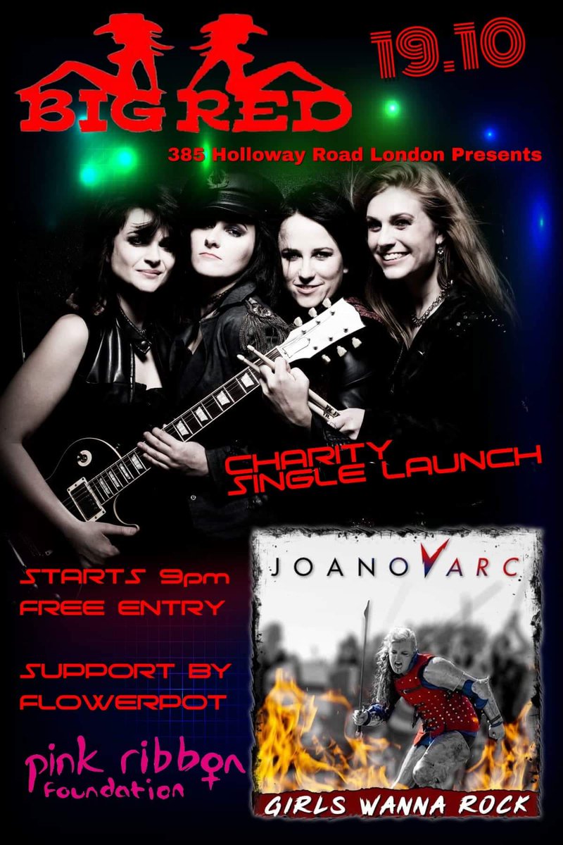 Single Launch <a href="/TheBigRedLondon/">Big Red</a> Friday 19th Oct. Raising money Pink Ribbon Foundation Charity. Support 9pm from the awesome <a href="/Flowerpotband/">Flowerpot</a>