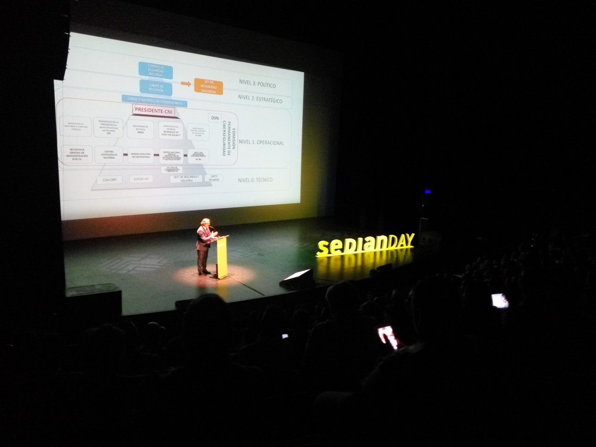 En el #sedianday hablando de ciberterrorismo y administraciones públicas. Muy interesante