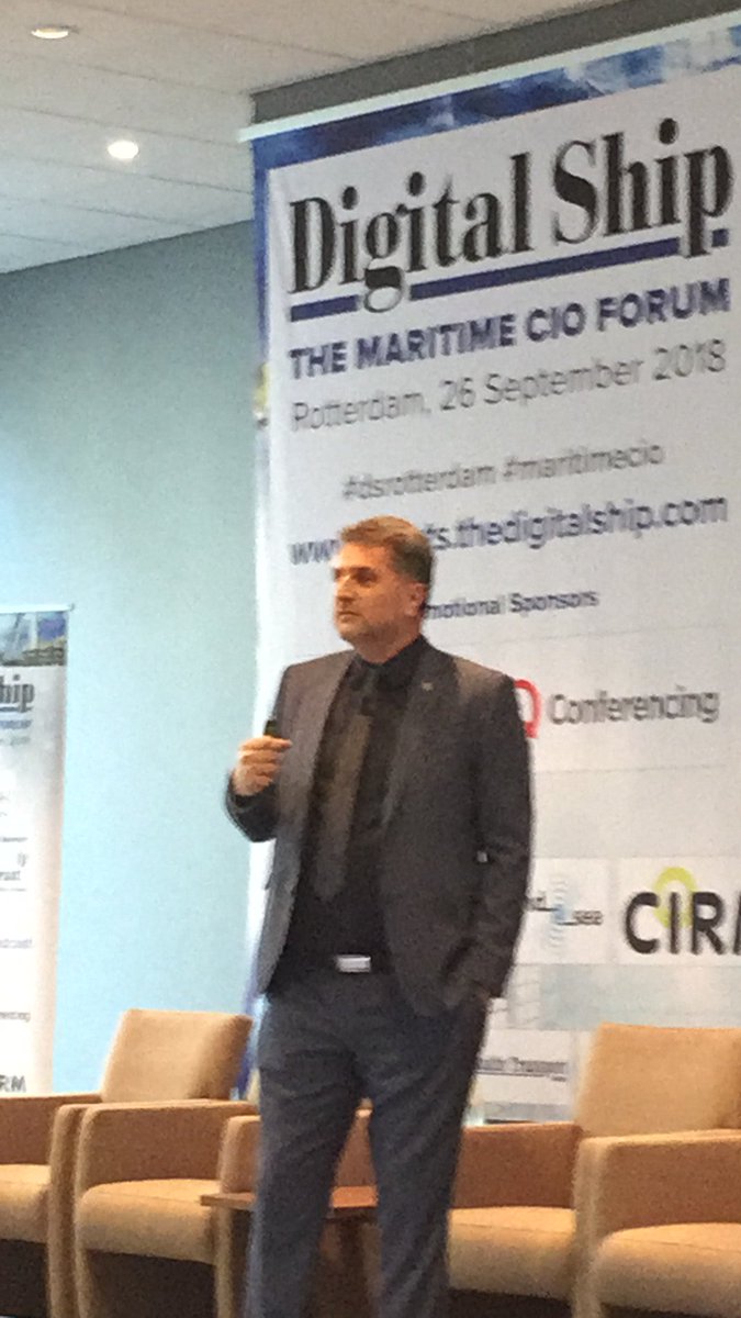 TheDigitalShip's tweet photo. Leading the #jedirebellion @fugro . Bujar Nushi tell the Maritime CIO Forum in Rotterdam how Fugro is creating an environment for maritime disruption and transformation - by first managing change from within - #maritimecio #dsrotterdam #digitaltransformation #collaboration https://t.co/3W4l0qhGN5