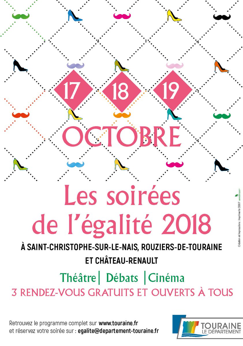 dupuisbrigitte's tweet photo. Venez nombreux aux soirées de l'égalité 2018 !
#Théatre #Débats #Cinéma 
Sur réservation : egalite@departement-touraine.fr
#egalite #conseildépartemental #touraine
#RT un maximum 😍 https://t.co/QjcwKYvdKC