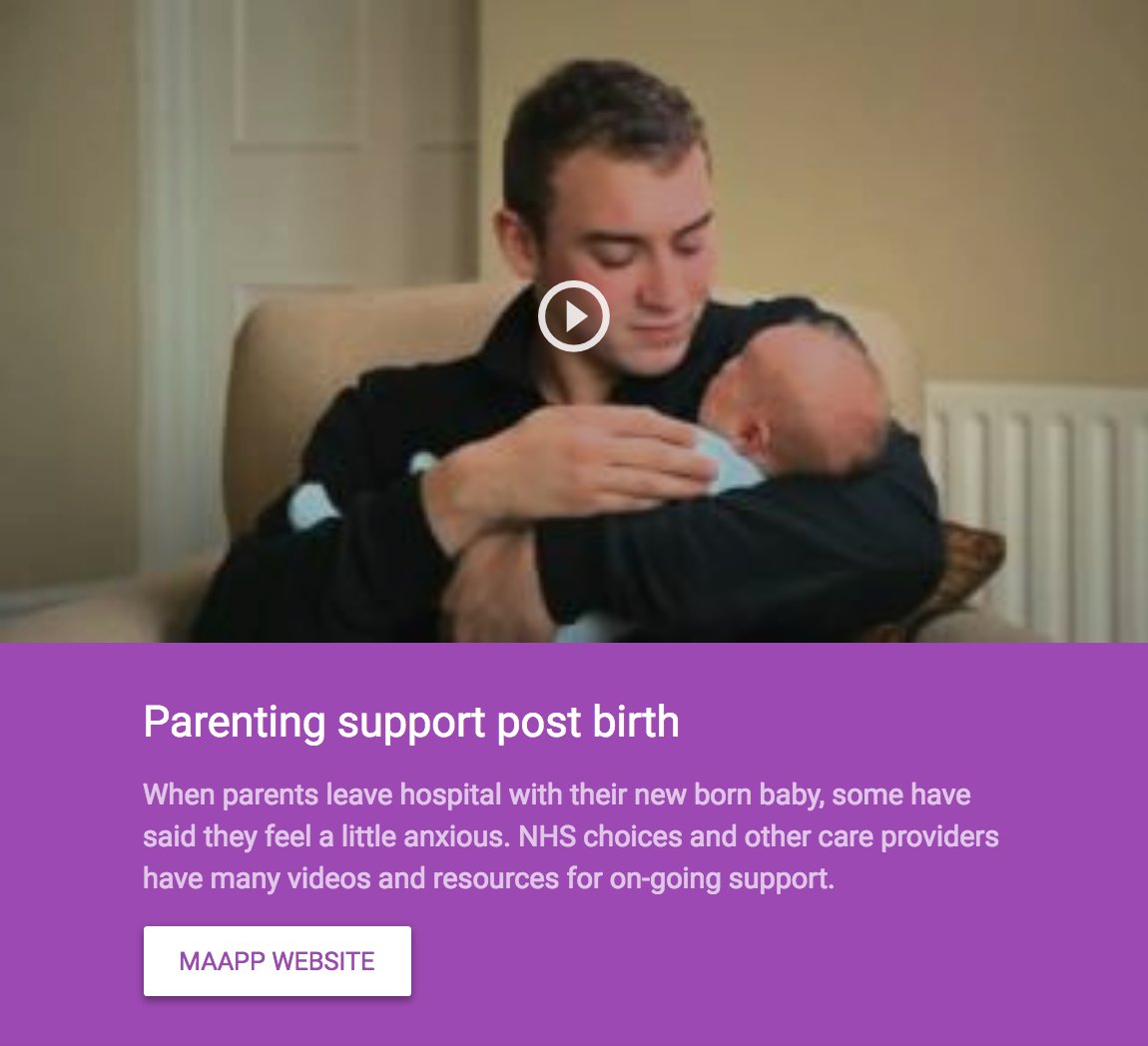 MAAPPUK's tweet photo. This https://t.co/tDXSt3WHto is a collection of partner agency videos I have put together to support families leaving hospital #PostBirth #Empowering
#MAAPPQuicklinks
@ScottishCPC
#ParentingSupport #Maternity #midwifery #Mums #Dads #Nurse
#NHSSafeguarding https://t.co/zJLTEp9pHG