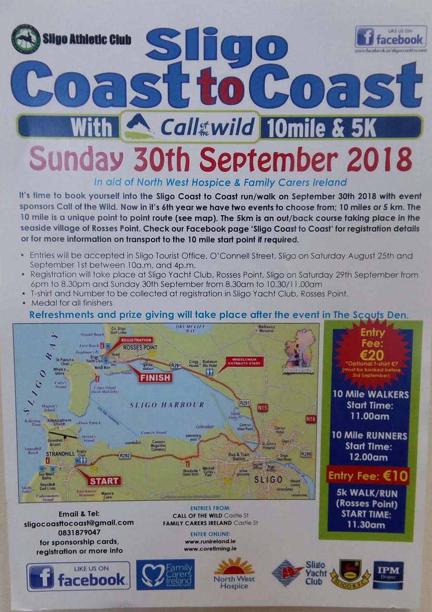 Sligo coast to coast 10mile and 5k this Sunday the 30th of September at 12 noon in aid of <a href="/northwesthospic/">North West Hospice</a>