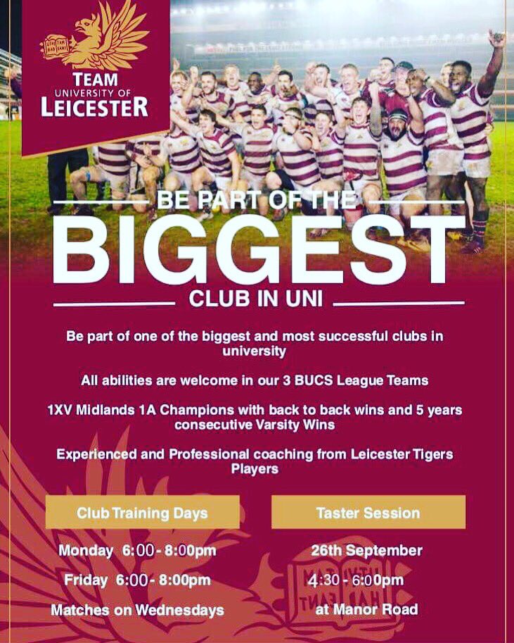 uolrfc's tweet photo. Come and find us on campus at the sports fair today! Ask any questions and feel free sign up ๐ค๐ผ
#preseason #monthebois #fitness #rugby #uolrfc #bucs #fit #touchrugby #gym #bucs #welcometosaal #helloleicester https://t.co/EL287c9IdQ