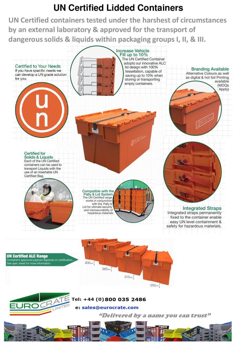 EurocrateLtd's tweet photo. UN Certified Crates
The Plastic Lidded crates are more most-effective than a UN certified cardboard box, the plastic container is reusable with an inner bag (minimum 90 microns) and cable seal, which can be incinerated with its contents. 
https://t.co/bZ30ckq8dg https://t.co/j3RXVIDWLU