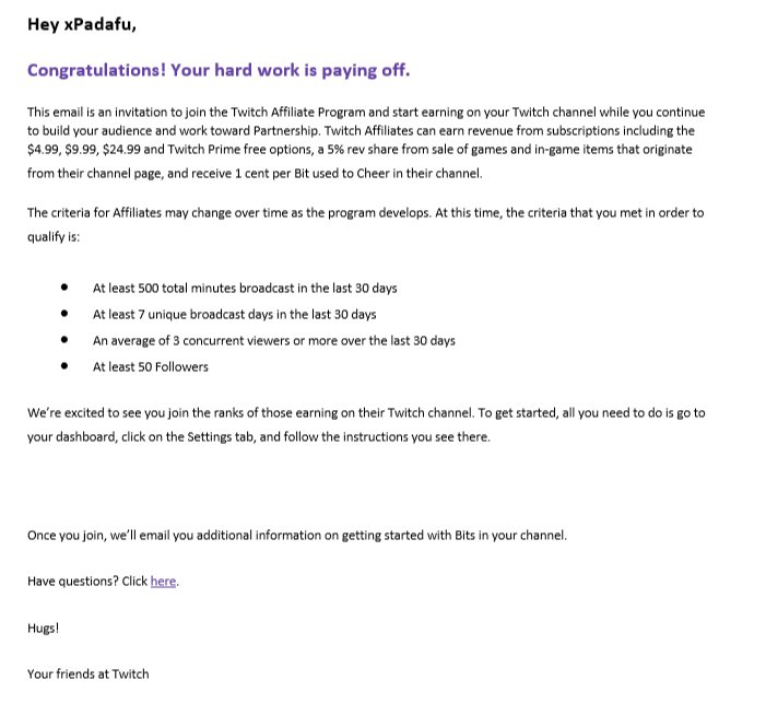 Padafu's tweet image. Just got affiliated on Twitch!!