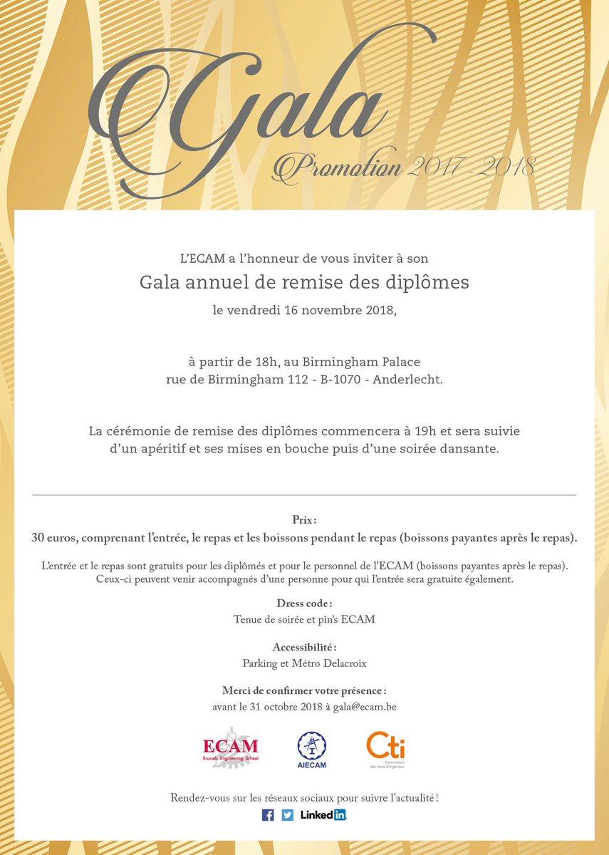ECAM_BXL's tweet photo. Save the date ! https://t.co/P2rm8wfHsO