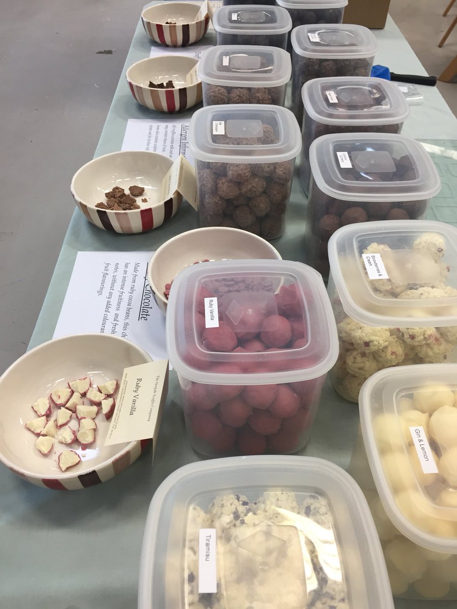 TheTruffleLady's tweet photo. Stand set up &amp; samples out for tasting, incl brand new Ruby Vanilla. All ready to meet the buyers! @LocalFlavours18 https://t.co/1tyziv1sKo