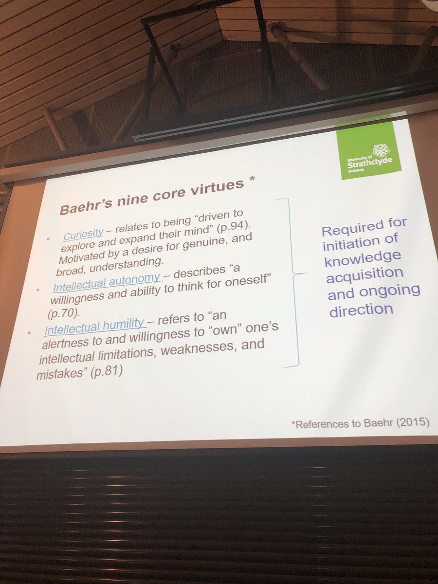 Dinamartz's tweet photo. #ECIL2018 virtue epistemology: Aristotle philosophy at the centre. This is really, really important for what we do (I’m Greek so you’d expect that reaction). Fascinating, different and refreshing study. Analysed Big 6 &amp; ACRL model @D_McMenemy https://t.co/scufiMhGE4