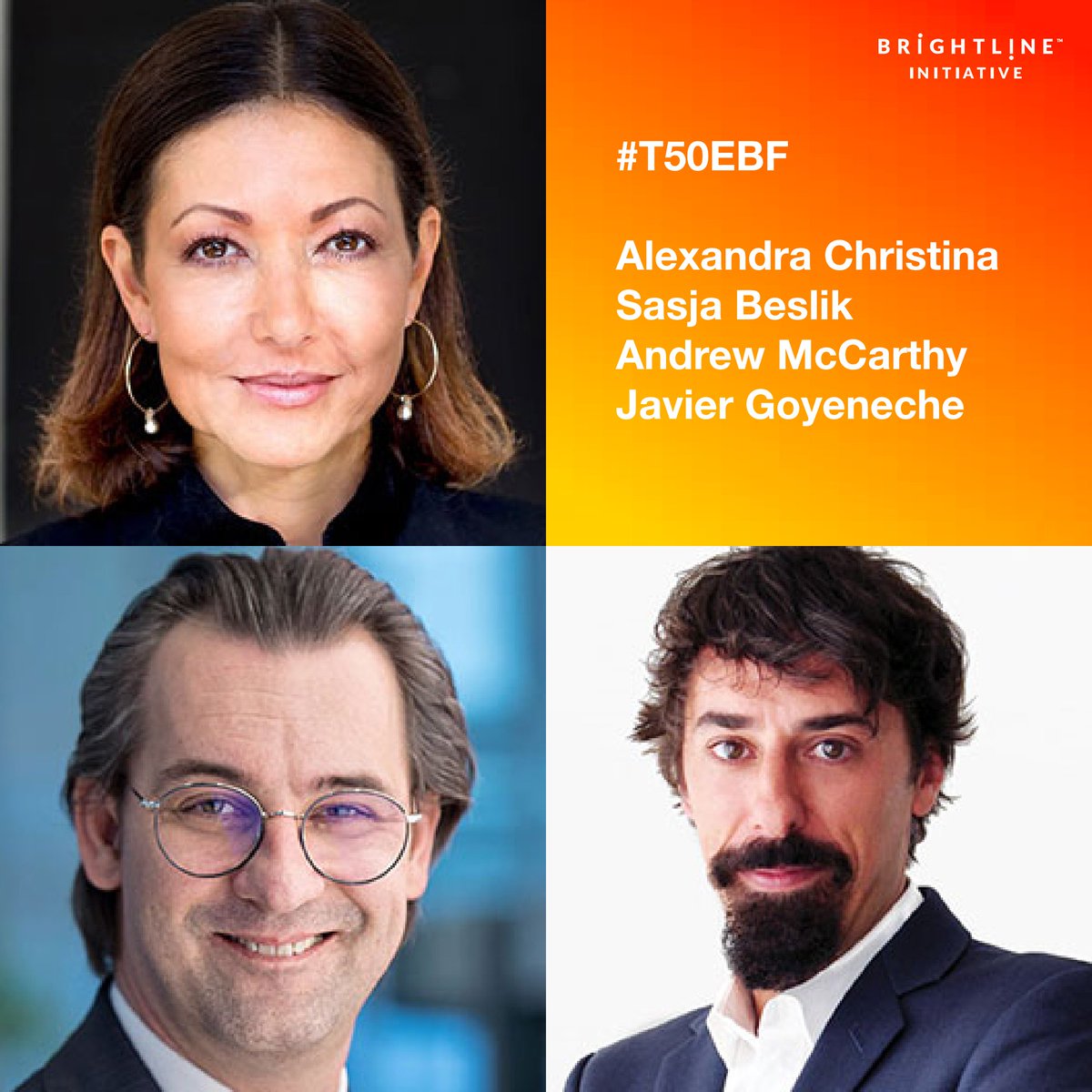 BrightlineOrg's tweet image. .@SasjaBeslik, Alexandra Christina, Andrew McCarthy, and Javier Goyeneche will discuss &quot;The new social agenda&quot; at the @Thinkers50 European Business Forum 2018. #T50EBF #Strategy #StrategyDelivery