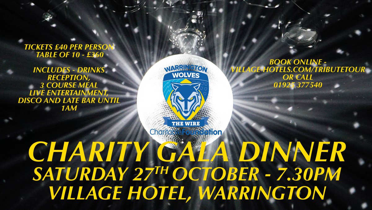 WWRLFoundation's tweet photo. Why not join us on the 27th October at the Village Hotel to celebrate our work within the community at our first annual Gala Dinner.

Tickets are priced at £40 per person or a table of 10 is £360. 

https://t.co/M59NUie1rs or 01925 377540 to book. https://t.co/mUJFU2wKNv